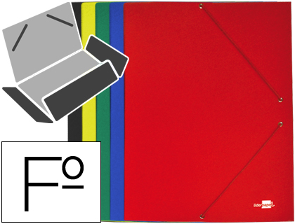 Pasta de Elasticos Cartão Plastificado c/ Abas Folio Cores Sortidas Preto-Vermelho-Azul-Verde-Amarel