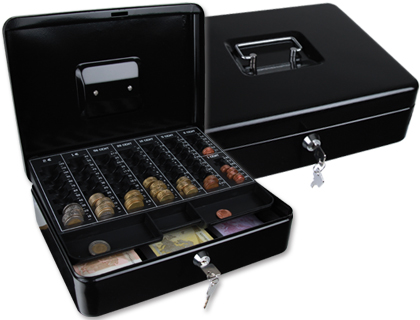 Cofre Q-Connect c/ Bandeja p/ Moedas 300X90X240 mm Preto