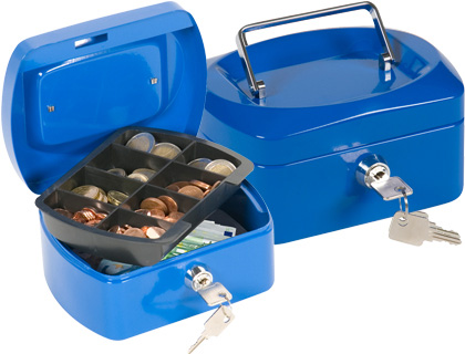 Cofre Q-Connect c/ Bandeja p/ Moedas 152X80X115 mm Azul