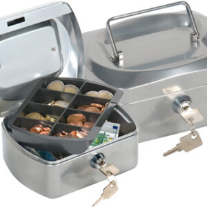 Cofre Q-Connect c/ Bandeja p/ Moedas 152X80X115 mm Prata