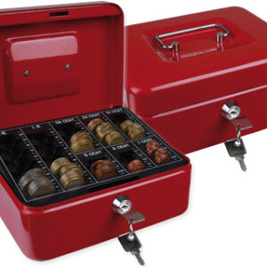 Cofre Q-Connect c/ Bandeja p/ Moedas 200X90X160 mm Vermelho
