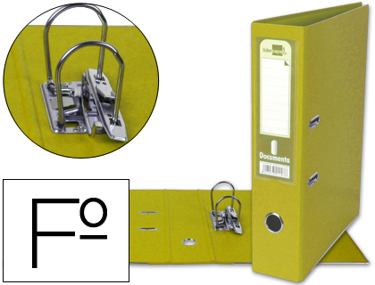Pasta de Arquivo de Alavanca Folio Forrado PVC c/ Rado Lombada 75mm Amarelo