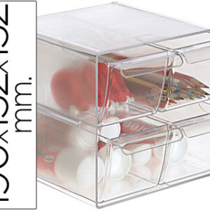 Cubo de Arquivo Archivo 2000 c/4 Gavetas em Poliestireno Transparente 190x152x152 mm