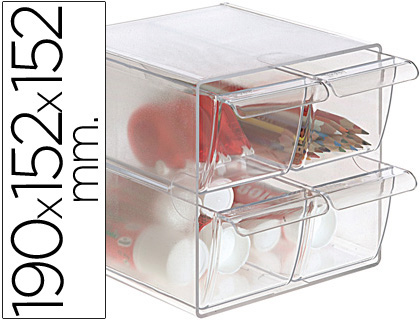 Cubo de Arquivo Archivo 2000 c/4 Gavetas em Poliestireno Transparente 190x152x152 mm