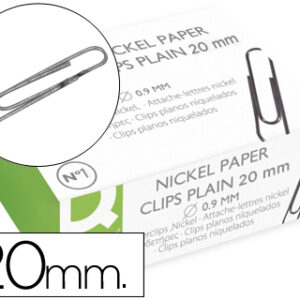 Clips Q-Connect Niquelados Labiado N. 1 - 20 mm Caixa de 100 Unidades