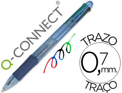 Caneta Q-Connect 4 em 1, c/ As Cores Azul, Preto, Verde e Vermelho