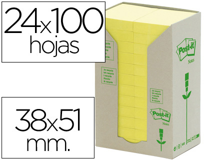 Bloco Notas Adesivas Post-It Reciclado em Torre 38 X 51 mm 24 Blocos