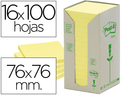 Bloco Notas Adesivas Post-It Reciclado em Torre 76 X 76 mm 16 Blocos
