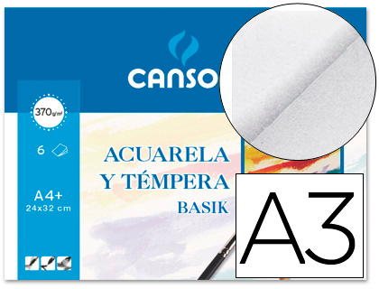 Papel Aguarela Basik Canson Din-A3 370 Gr Embalagem de 6 Folhas