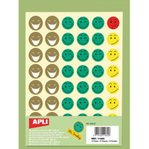 Etiquetas Apli Escolares Caras c/ Expressoes -- Bolsas de 12 Folhasmr Smiley