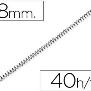 Espiral Metalico Yosan Preto Passo 64 5:1 8 mm Calibre 1,00mm