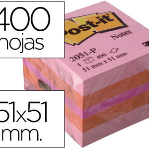Bloco Notas Adesivas Post-It 51X51 mm Minicubo Cor Rosa 2051-P 400 Folhas