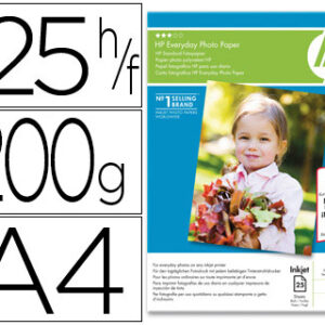 Papel Fotografico Semi-Glossy Din A4, de 25 Folhas 200 Gr - HP