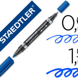 Marcador Staedtler Lumocor Permanente Duo 348 Azul Ponta F 0,6 mm Ponta M 1,5 mm