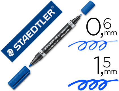 Marcador Staedtler Lumocor Permanente Duo 348 Azul Ponta F 0,6 mm Ponta M 1,5 mm