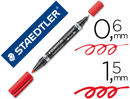 Marcador Staedtler Lumocor Permanente Duo 348 Vermelho Ponta F 0,6 mm Ponta M 1,5 mm