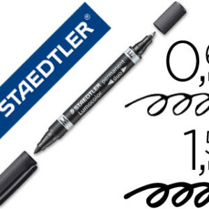 Marcador Staedtler Lumocor Permanente Duo 348 Preto Ponta F 0,6 mm Ponta M 1,5 mm