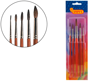 Pinceis Aguarela Jovi Blister de 5 Unidades Sortidas