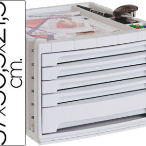 Bloco Classificador de Secretaria 37X30,5X21,5 cm Bandeja Organizadora Superior 5 Gavetas Cinza