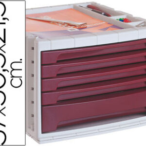 Bloco Classificador de Secretaria 37X30,5X21,5 cm Bandeja Organizadora Superior 5 Gavetas Bordeaux
