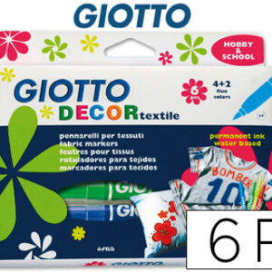 Marcador Giotto Decor Textil p/ Tecidos Caixa c/ 6 Unidades Sortidas