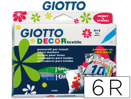 Marcador Giotto Decor Textil p/ Tecidos Caixa c/ 6 Unidades Sortidas