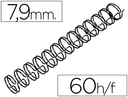 Espiral Gbc Preta Modelo Wire 3:1 7,9 mm N.5 c/ Capacidadee p/ 60 Folhas