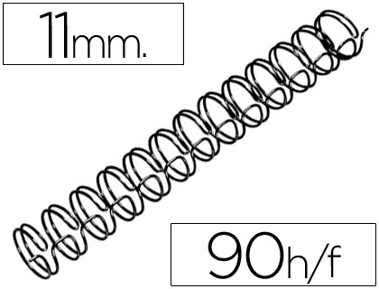Espiral Gbc Preta Modelo Wire 3:1 11 mm N.7 c/ Capacidadee p/ 90 Folhas
