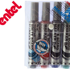 Bolsa c/ 4 Marcadores Pentel Mwl5M Quadro Branco Maxiflo