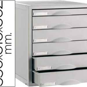 Bloco Classificador Archivo 2000 de Secretaria 8206C 356X316X362 mm 6 Gavetas Cor Cinza