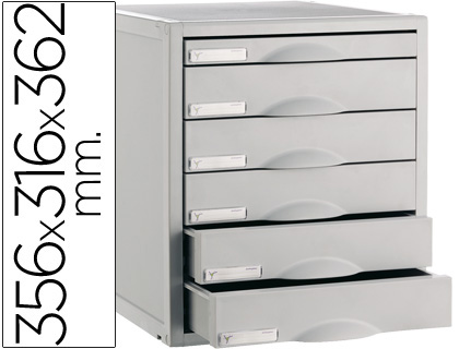 Bloco Classificador Archivo 2000 de Secretaria 8206C 356X316X362 mm 6 Gavetas Cor Cinza