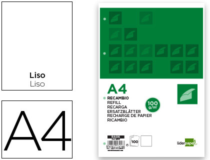 Recarga Din A4 100 Folhas 100G/M2 Liso Sem Margem 4 Furos