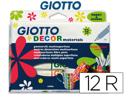 Marcador Giotto Decor Materials -Caixa de 12 Cores Sortidas