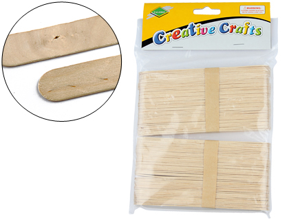 Palitos p/ Manualidades Madeira Cor Natural 15 X 2 cm Blister de 100 Unidades