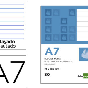 Bloco de Apontamentos A7 80F Pautado