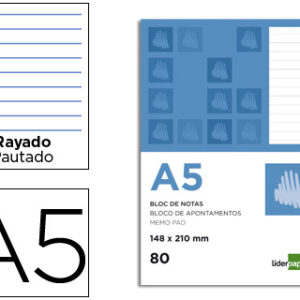 Bloco de Apontamentos A5 80F Pautado