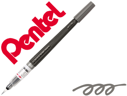 Pincel Pentel Gfl c/ Tinta a Base de Agua Cinzento Ponta de Nylon, Portatil c/ Tampa Recarregavel