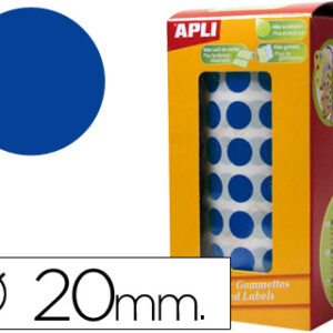 Etiquetas Auto Adesivas Apli Circulares 20mm Azul em Rolo
