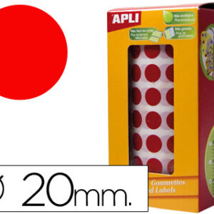 Etiquetas Auto Adesivas Apli Circulares 20mm Vermelho em Rolo