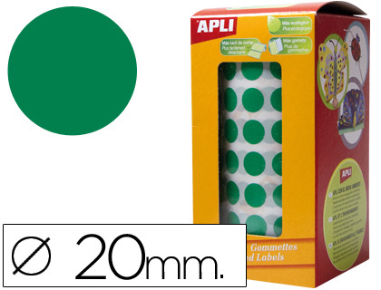 Etiquetas Auto Adesivas Apli Circulares 20mm Verde em Rolo
