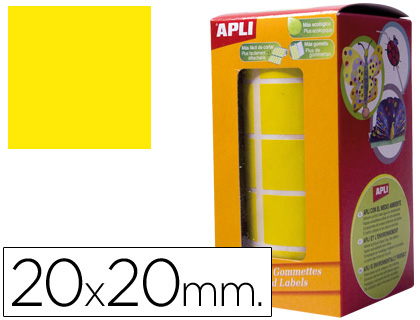 Etiquetas Auto Adesivas Apli Quadradas 20X20 mm Amarelo em Rolo