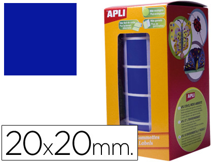 Etiquetas Auto Adesivas Apli Quadradas 20 mm Azul em Rolo