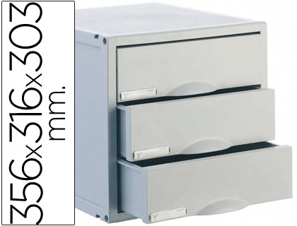 Bloco Classificador Archivo 2000 de Secretaria 356X316X303 mm 3 Gavetas Cor Cinza