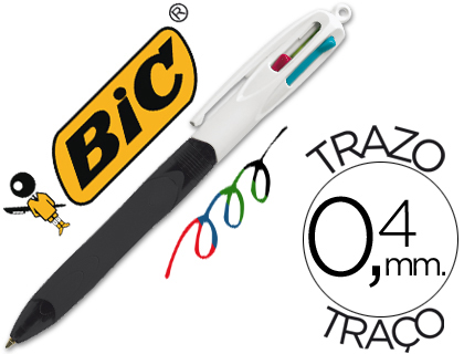 Caneta Bic Quatro Cores c/ Grip Core Preto Ponta 1,3 mm
