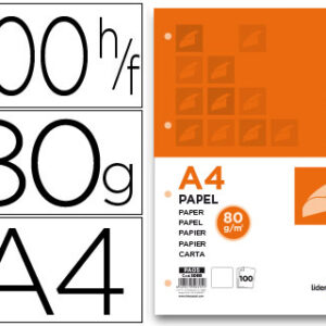 Papel Din A4 80 Gr Embalagem de 100 Folhas Liso 4 Furos