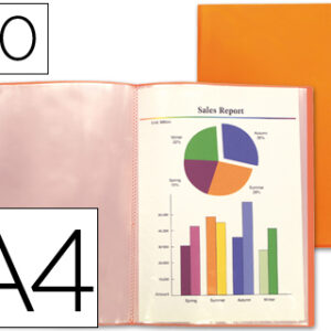 Capa Catalogo Din A4 c/ 40 Bolsas Polipropileno Traslucida Laranja Frosty
