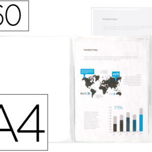 Capa Catalogo 60 Bolsas Polipropileno Din A4 Traslucida Transparente