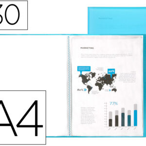 Capa Catalogo 30 Bolsas Polipropileno Din A4 Azul