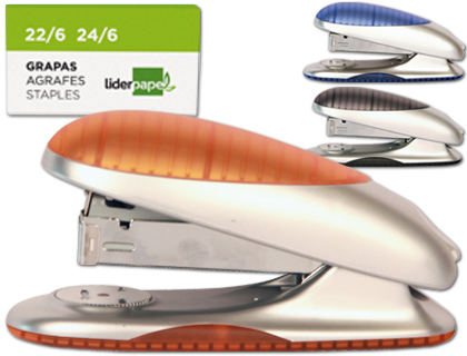 Agrafador Plastico Cores Sortidas Capacidadee 20 Folhas - Agrafos 24/6 22/6 + Caixa de Agrafos