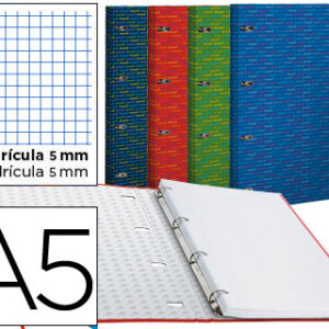 Pasta De Elasticos De Aneis Com Recarga Din A4 120 Folhas 70Gr Quadricula 5Mm 4 Aneis Redondos 20Mm